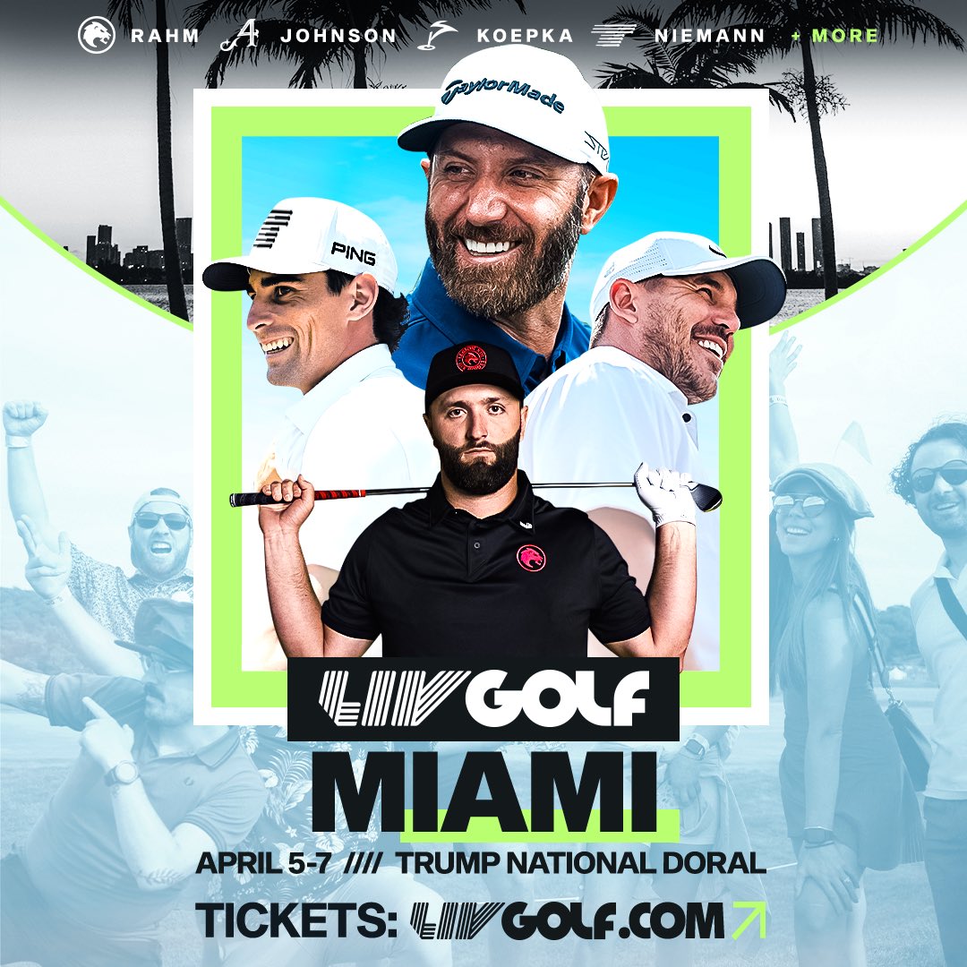 Get ready! LIV Golf is returning to the iconic @trumpdoral this April 5th-7th for the third year in a row. Purchase tickets now to secure your spot for this highly-anticipated event: bit.ly/LIVGolfMiami20…!