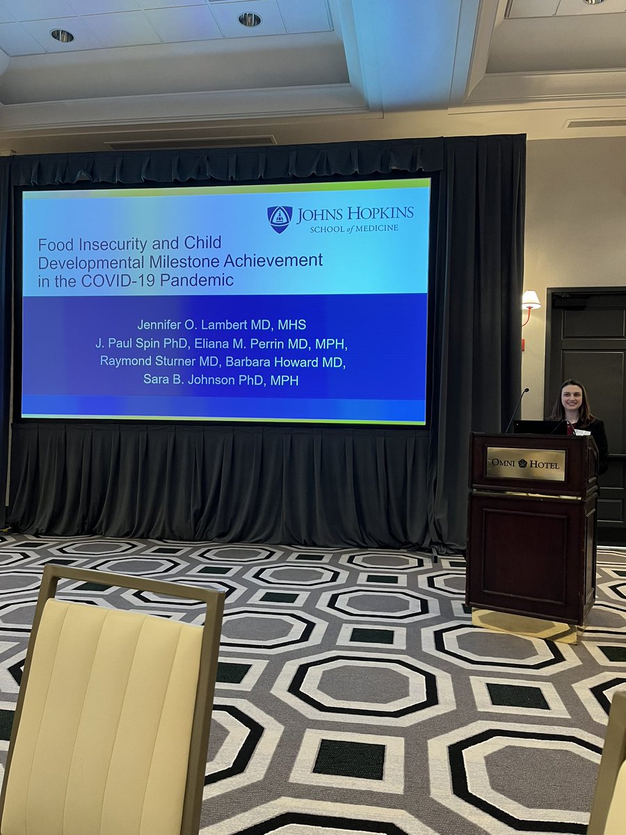 chorphm's tweet photo. @HopkinsKids Jennifer Lambert presenting her research on food insecurity and child developmental milestones. Fun fact: Dr. Lambert is a graduate of #VCUSOM!! #APA4 @AcademicPeds https://t.co/JAcR7xaN4j