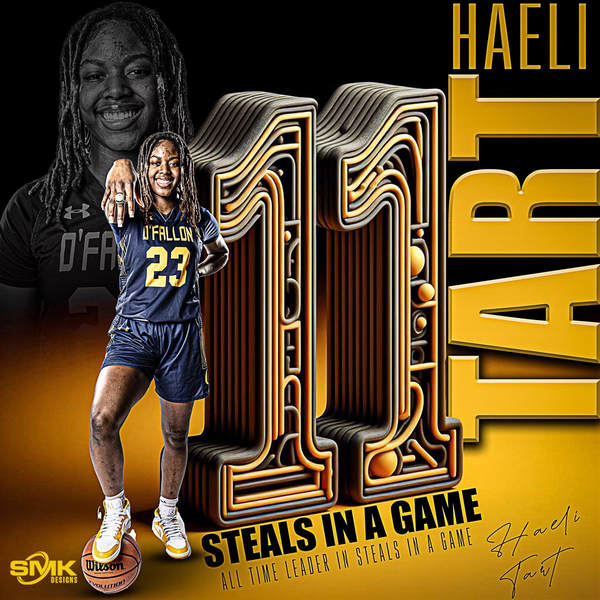 Haeli_Tart's tweet image. I thank God and my coaches for this big accomplishment!! A big thanks to @smkdesigns618 for this awesome graffic! @MissouriPhenom @NikeGirlsEYBL @OTHSGirlsBball #recordbroken
