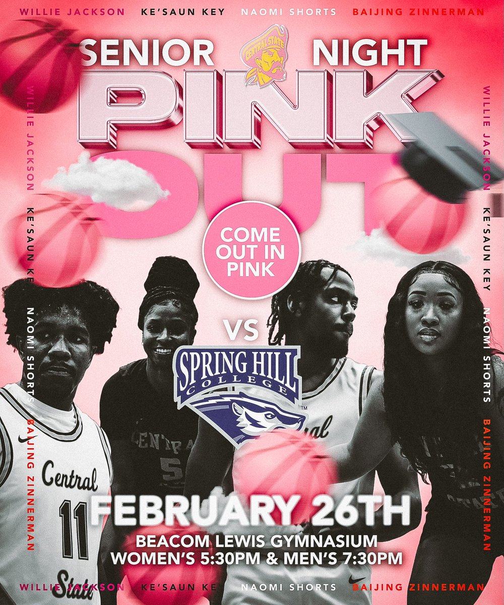 Come show support as we close out our regular season at HOME. Tomorrow makes for an extra special night as we honor our spring/winter sport seniors. This game will also be our PINK OUT in support of breast cancer awareness 💗 #marauders #siac #ncaa #DII #CentralStateUniversity