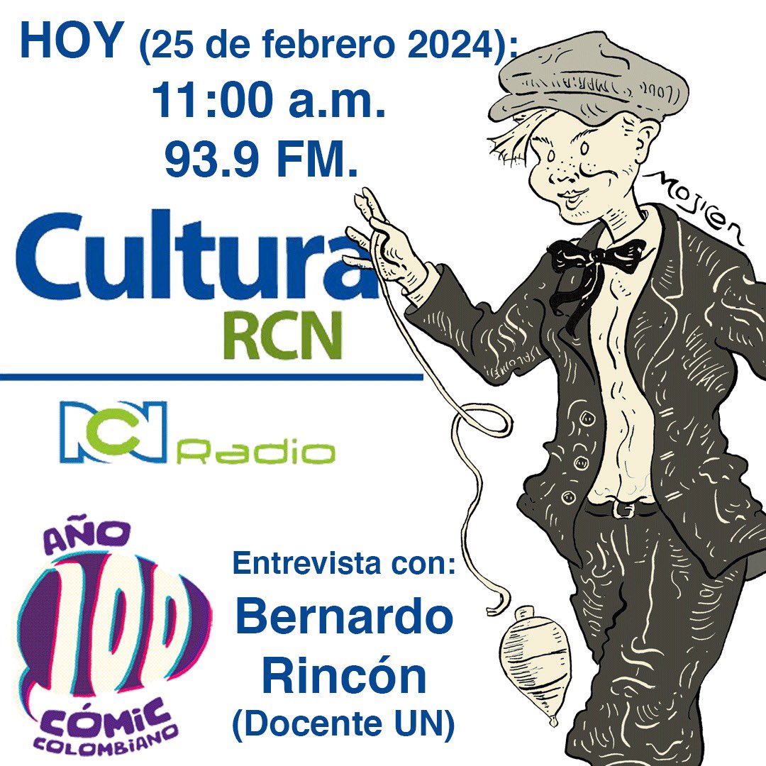 Hoy estaremos hablando de los 100 años del cómic colombiano. 

En minutos empieza, <a href="/CulturaRCN/">Cultura RCN</a>