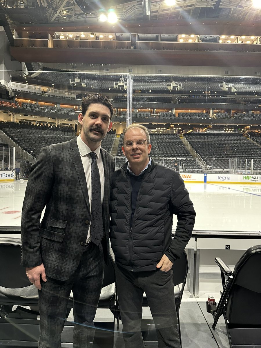 Topshelf_TSSM's tweet photo. West coast trip concludes with the @mnwild in Seattle to face the @SeattleKraken. Great to see Canner and @JakeMids last night post game. #EliteClientele #TopShelfHockey https://t.co/aDA26cYtSR