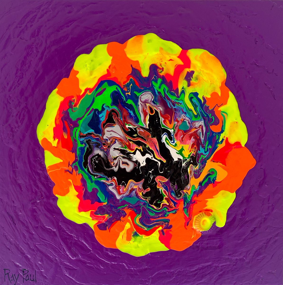 raypaul4's tweet image. "Sahasrara Suspended," acrylic, latex and enamel on canvas, 20" x 20" 2024 #abstractart #abstractpainting #popexpressionism #popsurrealism #chakraart #myselfisthestar #moffitttcancercenter #sarcomasucks #neonpainting #neonkundalini