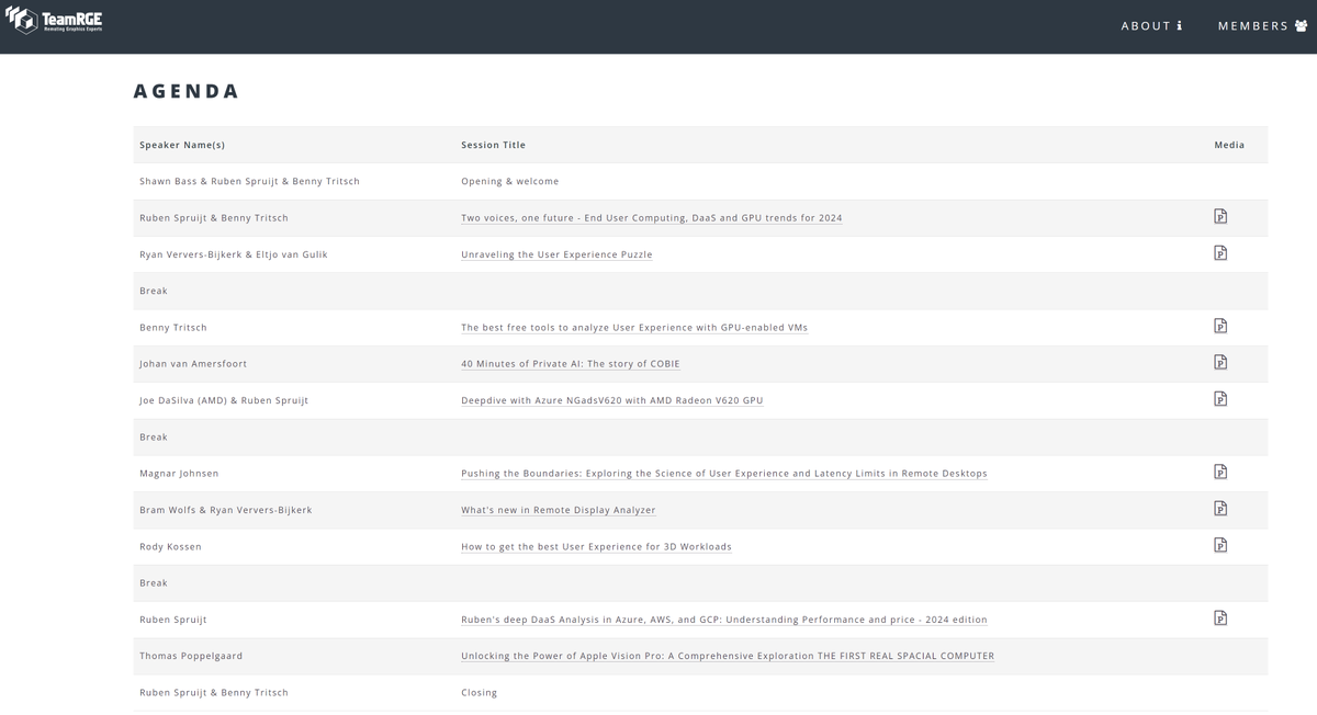 😍Yay! The presentations of the <a href="/TeamRGE/">TeamRGE</a> "Where Future of End-User Computing meets Reality are available for download.  HQ videos will be online soon as well.  teamrge.com/events/
#AI #Workspace #DaaS #VDI #GPU #SpatialComputing w/ <a href="/ITQ/">ITQ</a> - <a href="/Dizzion/">Dizzion</a>