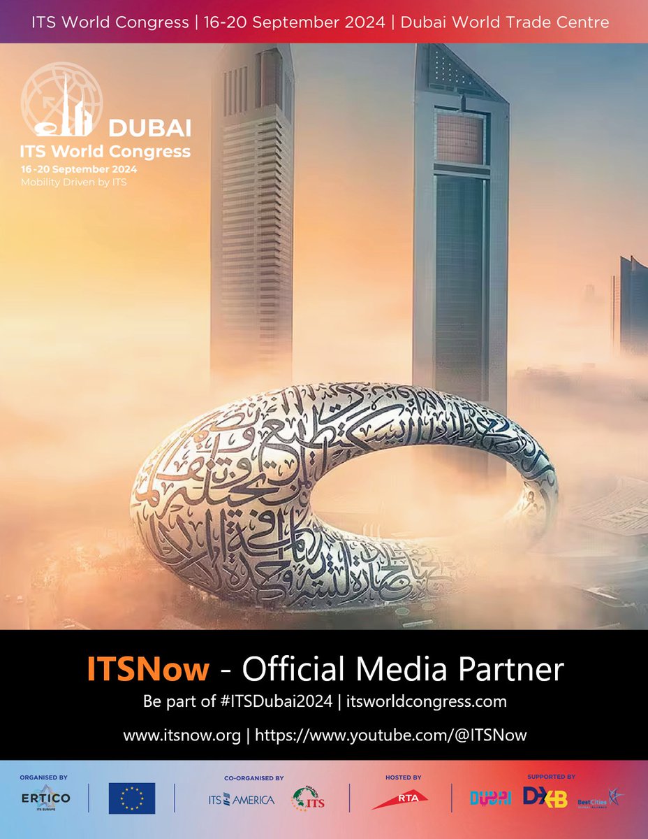 We are proud to announce that we are an official Media Partner of the ITS World Congress 2024, which is being held in Dubai from 16-20 September.

#futuremobility #ITSNow #THISisITS #ITSDubai2024 @ITScongresses