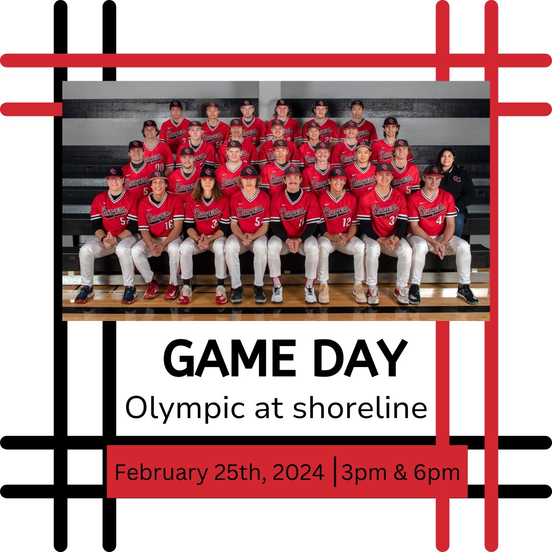 It's GAME DAY! Today your OC Rangers Baseball travel to Shoreline, WA, to take on the dolphins. The first  game starts at 3pm and the second game follows at 6pm. 

Good luck, Rangers! 

#GoRangers #NWACbb