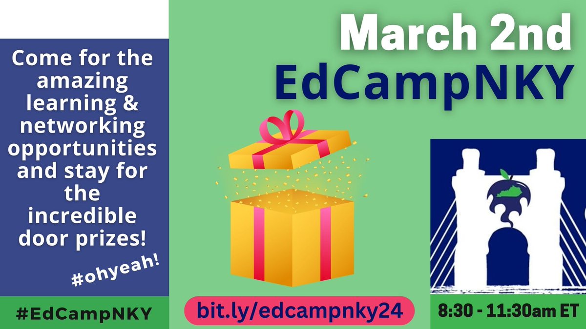 Come for the amazing learning &amp; networking opportunities and stay for the incredible door prizes!!!! 🏆🎁

There's still time to snag your *free* tickets: bit.ly/edcampnky24
#edcampnky #FREE #educators #NKY