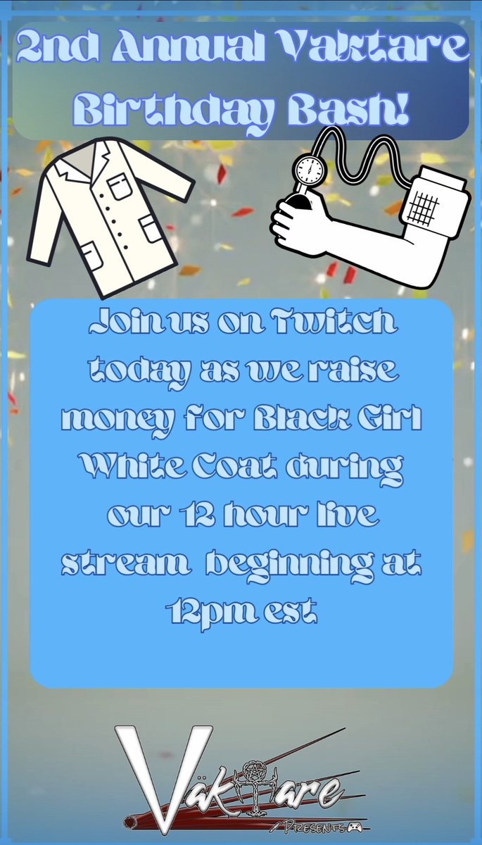 Join us today for the 2nd Annual Birthday Bash led by DM Jeremy as we raise money for Black Girl White Coat, a wonderful charity that helps black and Hispanic women in the medical field as they go through school. 

#blackgirlwhitecoat #charity #birthdaybash #birthday #charity