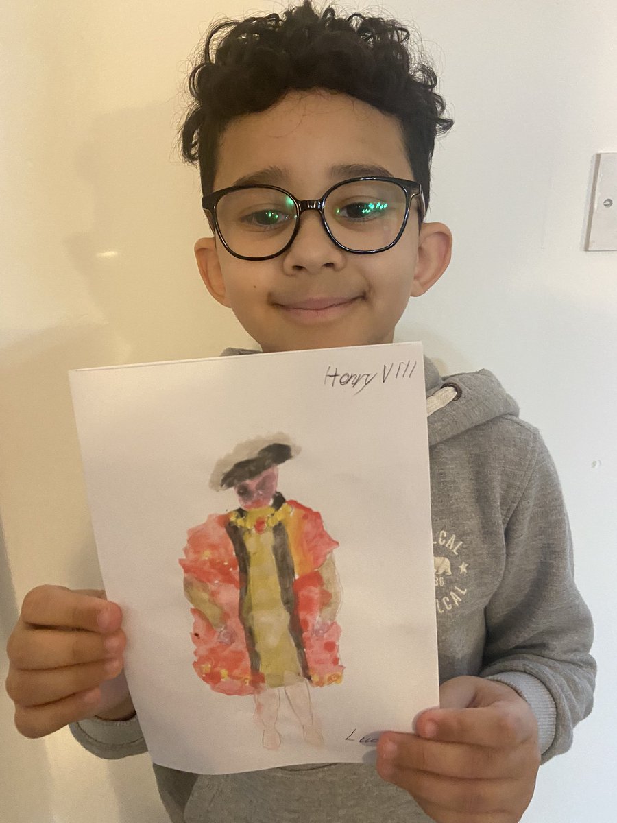 Letty_Pakenham's tweet photo. @ourladyoflourd1 L yr 3 has been painting the Kings &amp; Queens of England all weekend, here’s my personal favourite 👑 can you tell who he is?? https://t.co/oTt6RoAhaE