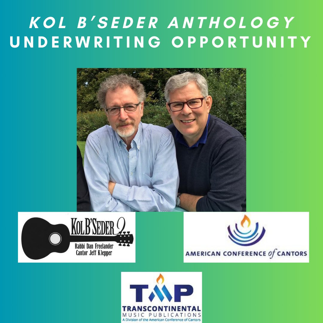tmp_jlicense's tweet image. For a limited time, Kol B’Seder, TMP, and the ACC are offering a unique underwriting opportunity to sponsor the new publication, Kol B’Seder Anthology. To learn more, and become a sponsor, visit: accantors.shulcloud.com/form/kol-b-sed…