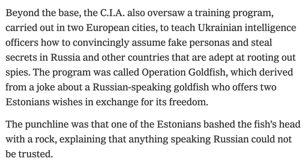 Though the tradecraft had to be acquired, as the Ukrainian services were still at a nascent stage of conducting foreign operations. This is great (and hilarious) anecdote about Operation Goldfish: