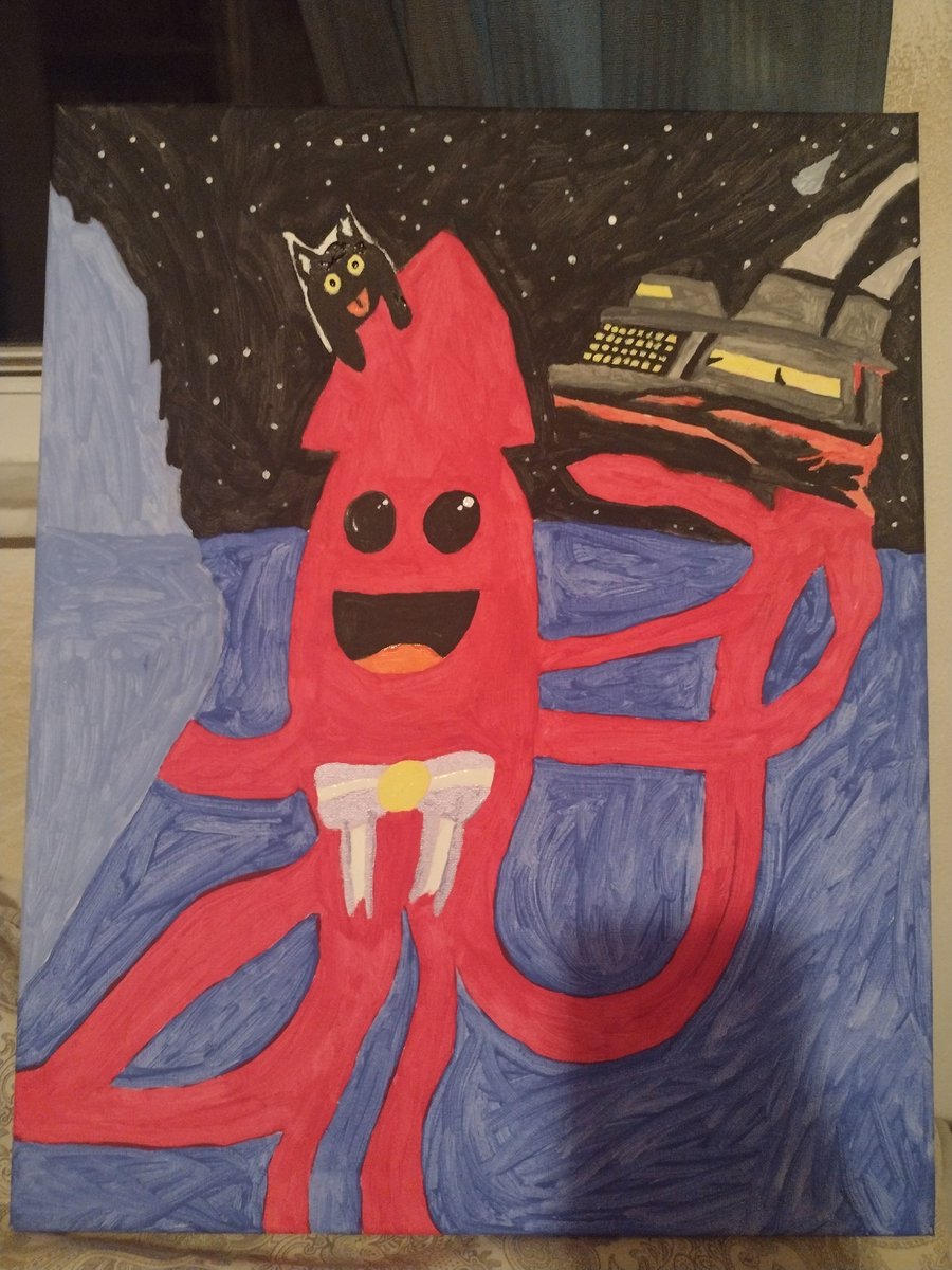 Jaxssim's tweet image. Squid Mim saving a sinking Ship! #MimArt for @gamingwithMim upcoming Birthday, hope you like it!