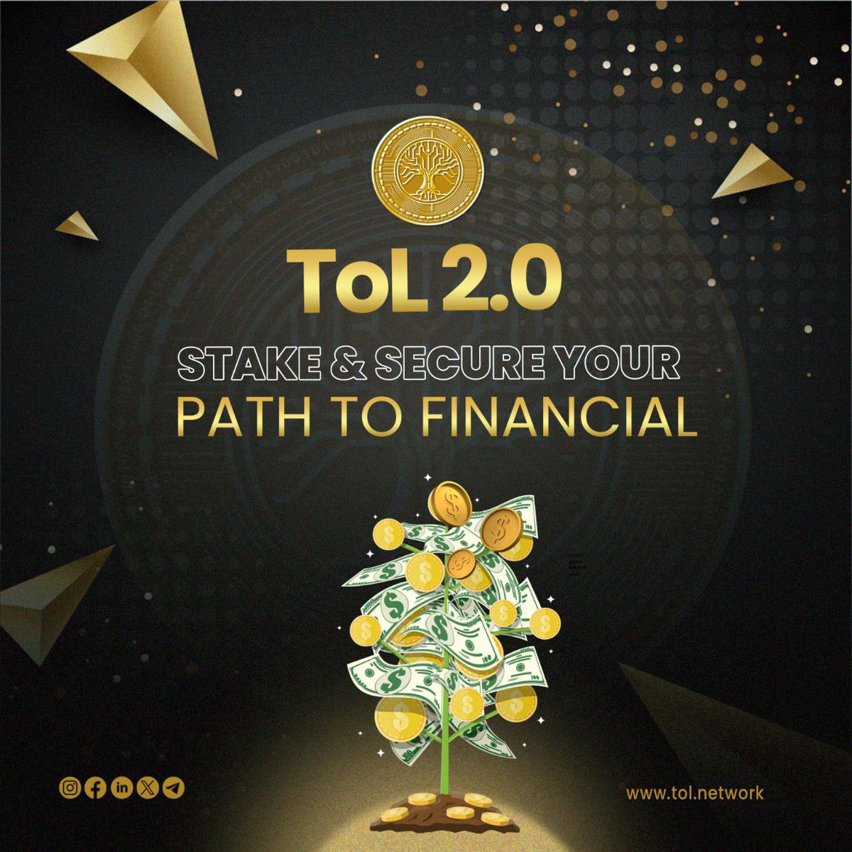 Seize the journey to financial prosperity with 'Stake &amp; Secure' 

Every strategic move paves the way for a future rich in growth and stability. 

Your path to financial success starts here with ToL2.0
🌐tol.network

#digitalcoin #Stake #staking #Cryptocurency #trend