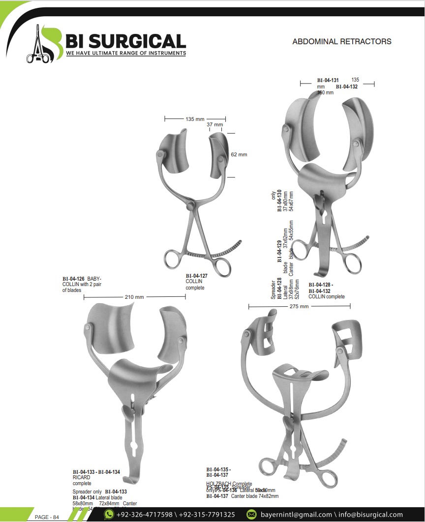 Enhance abdominal surgeries with our Colin, Richard, and Holzeach Retractors. Engineered for precise tissue retraction and optimal exposure. #ColinRetractor #RichardRetractor #HolzeachRetractor #AbdominalSurgery #SurgicalInstruments #SurgicalPrecision #OperatingRoom #Medical