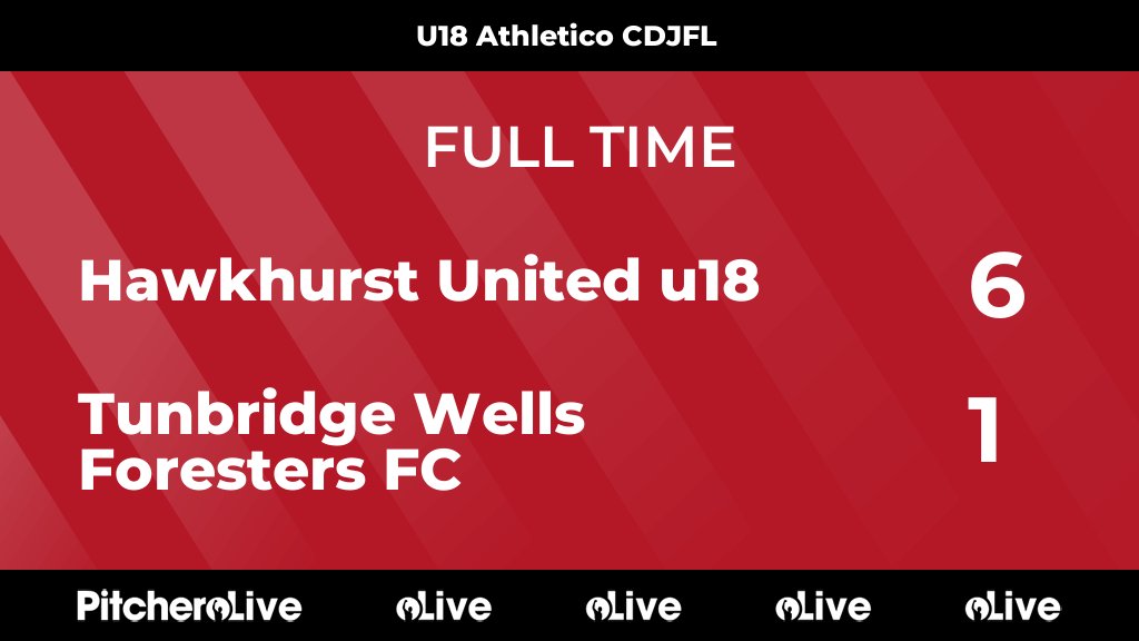 FULL TIME: Hawkhurst United u18 6 - 1 Tunbridge Wells Foresters FC
#HAWTUN #Pitchero
forestersfc.com/teams/124367/m…