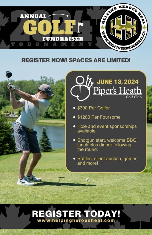 Register today for the <a href="/HHHOrganization/">Helping Heroes Heal Organization</a> 2024 #Golf #Fundraiser at <a href="/PipersHeath/">Piper's Heath GC</a> 

tournaments.golftown.com/en/HHHGolfFund…