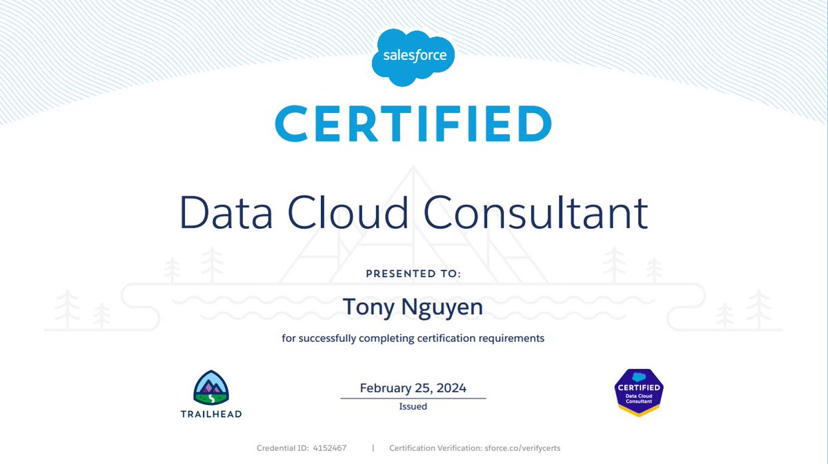 Just passed my @salesforce Data Cloud Certification! 🚀 That’s 10x certified now! Huge shout out to @trailhead and Salesforce Partner Learning. #Trailblazers