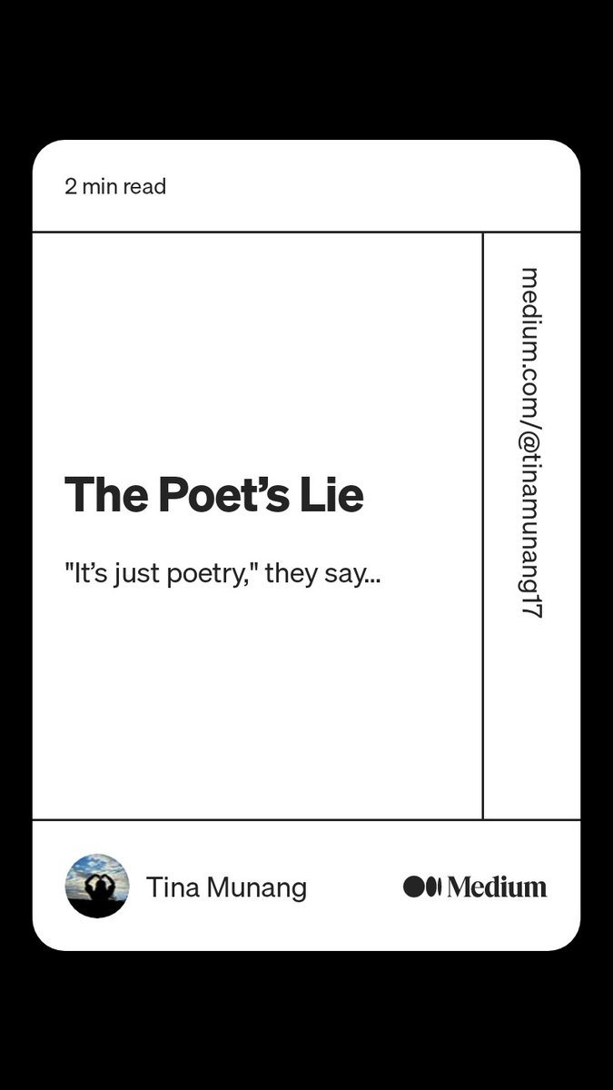 'It's just poetry,' they say...
Kindly click on the link to read the poem🙂 medium.com/@tinamunang17/…

#poetrycommunity #poetry #poetrytwitter #POEMS #spokenword