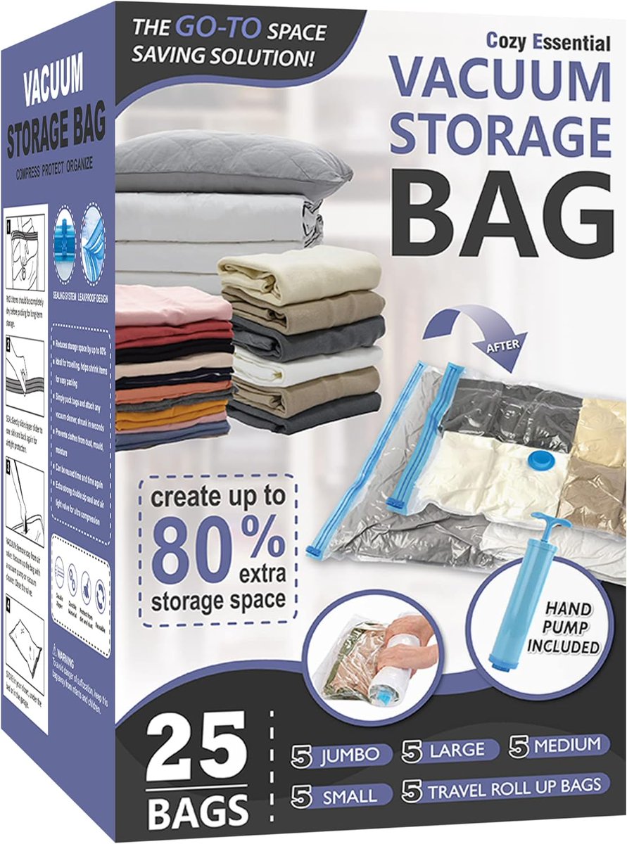 blue_deals1's tweet image. 🧳 Maximize Your Storage: 25 Pack Space Saver Bags - Just $23.19 (Orig. $28.99)

💰 Deal Price: $23.19  
💸 Regular Price: $28.99  
🔗 amzn.to/4bMZjmT

#SpaceSaverBags #StorageSolution #Organize #DiscountOffer
