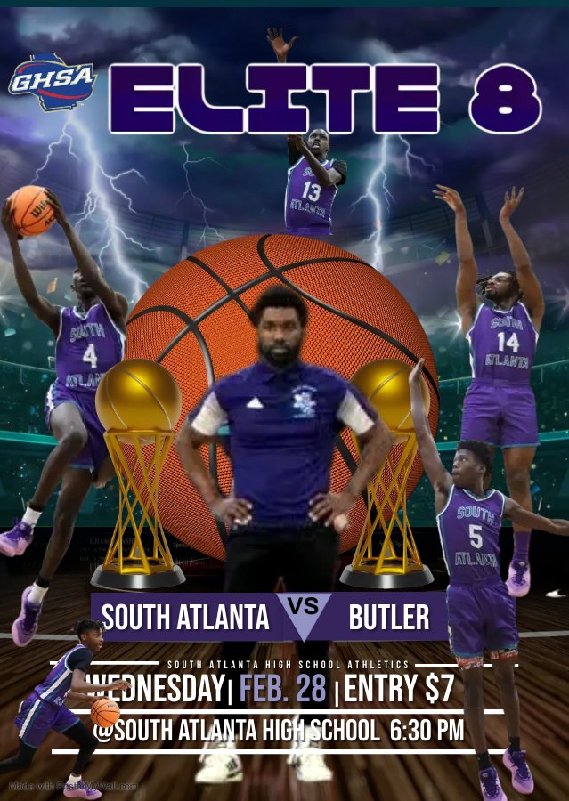 South Atlanta High School Athletics (@satl_athletics) on Twitter photo Attention all South Atlanta Hornets fans! Your varsity boys have made it to the GHSA Elite 8 and will play a home game on Wednesday, February 28, at 6:30 pm. Let's support our team as they continue their journey in the playoffs. Go Hornets! <a href="/SAtlantaMBB/">South Atlanta Menβs Basketball</a> <a href="/PrincipalPFord/">Dr. Patricia Ford</a> Attention all South Atlanta Hornets fans! Your varsity boys have made it to the GHSA Elite 8 and will play a home game on Wednesday, February 28, at 6:30 pm. Let's support our team as they continue their journey in the playoffs. Go Hornets! <a href="/SAtlantaMBB/">South Atlanta Menβs Basketball</a> <a href="/PrincipalPFord/">Dr. Patricia Ford</a>