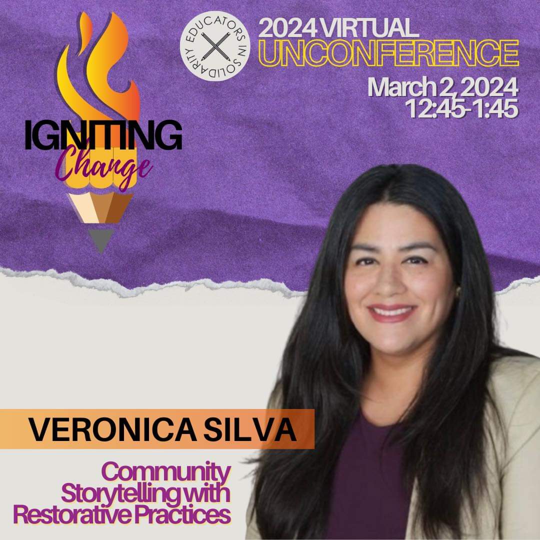 I'm looking forward to leading the session “Community Storytelling with Restorative Practices” at the @EdsInSolidarity 2024 Virtual UnConference! Learn more and register at educatorsinsolidarity.com #ATXCPU