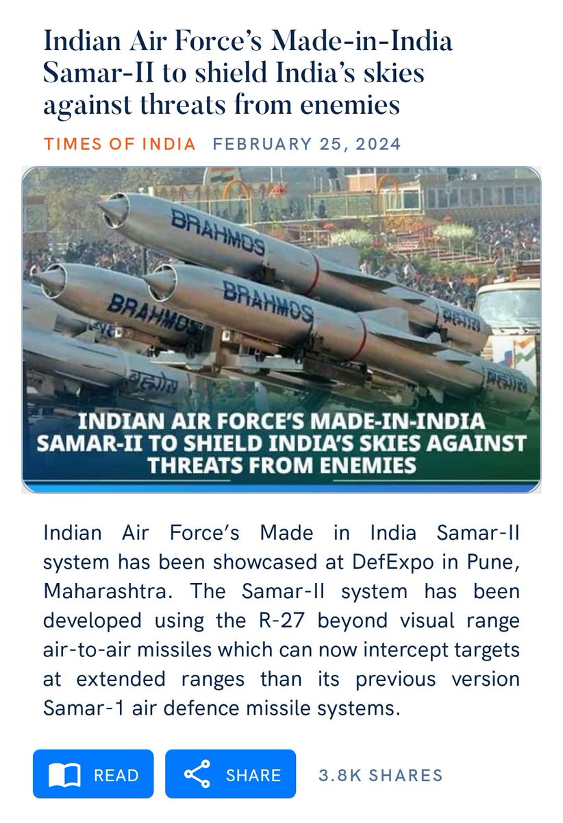 drgajendraji's tweet photo. Indian Air Force’s Made-in-India Samar-II to shield India’s skies against threats from enemies
https://t.co/FzfL07t9vR

via NaMo App https://t.co/eb9nwv8Iqc