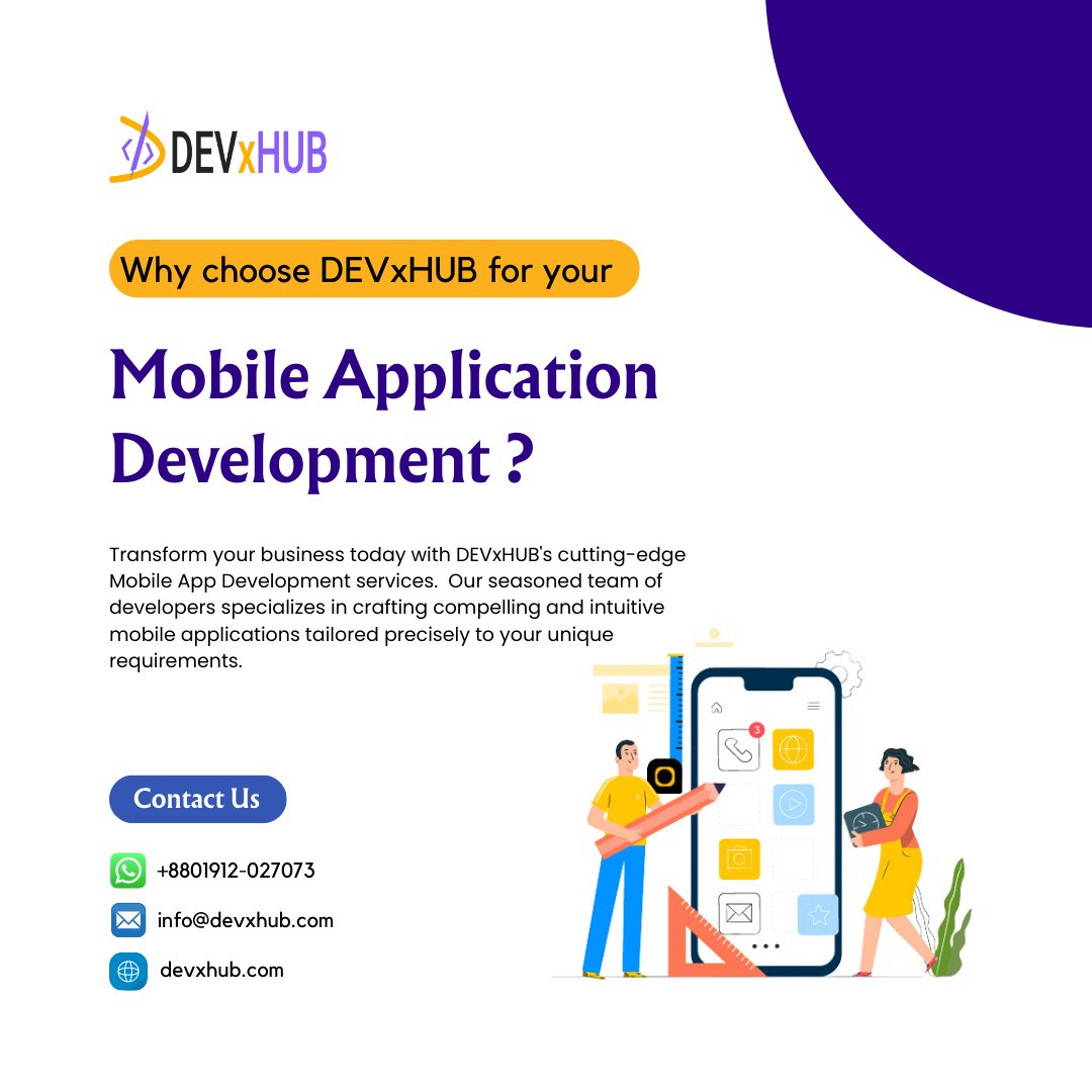Why choose DEVxHUB for your Mobile Application Development ?   

Read more : linkedin.com/feed/update/ur…

#MobileAppDevelopment #Innovation #DigitalTransformation #CustomApps #iOS #Android #BusinessSolutions #TechSolutions #DEVxHUB