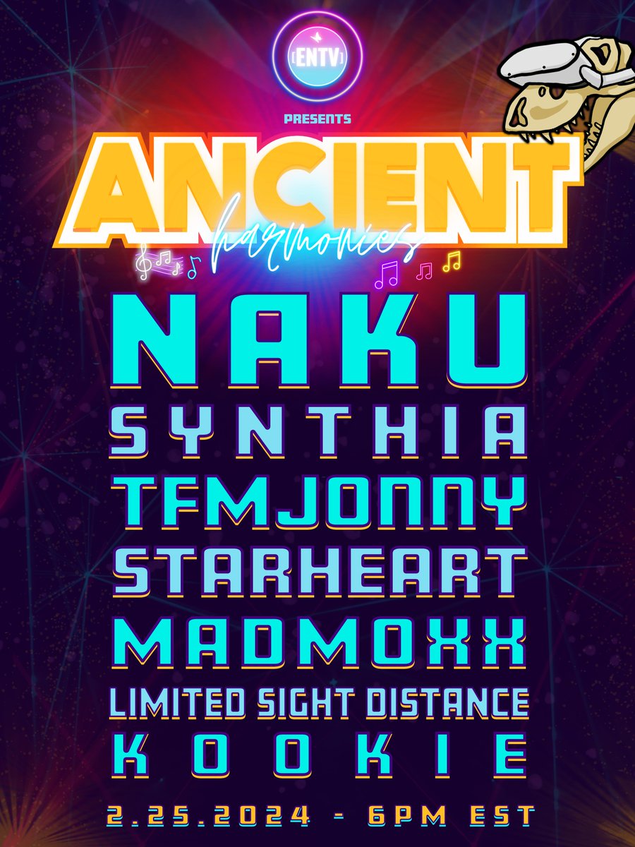 TONIGHT! @VEUverse presents : Ancient Harmonies. An evening of music with a diverse line-up of talented performers. Please come show your support in #VRChat or by watching the stream at : twitch.tv/enterversetv | 2.25.2024 @ 6PMEST