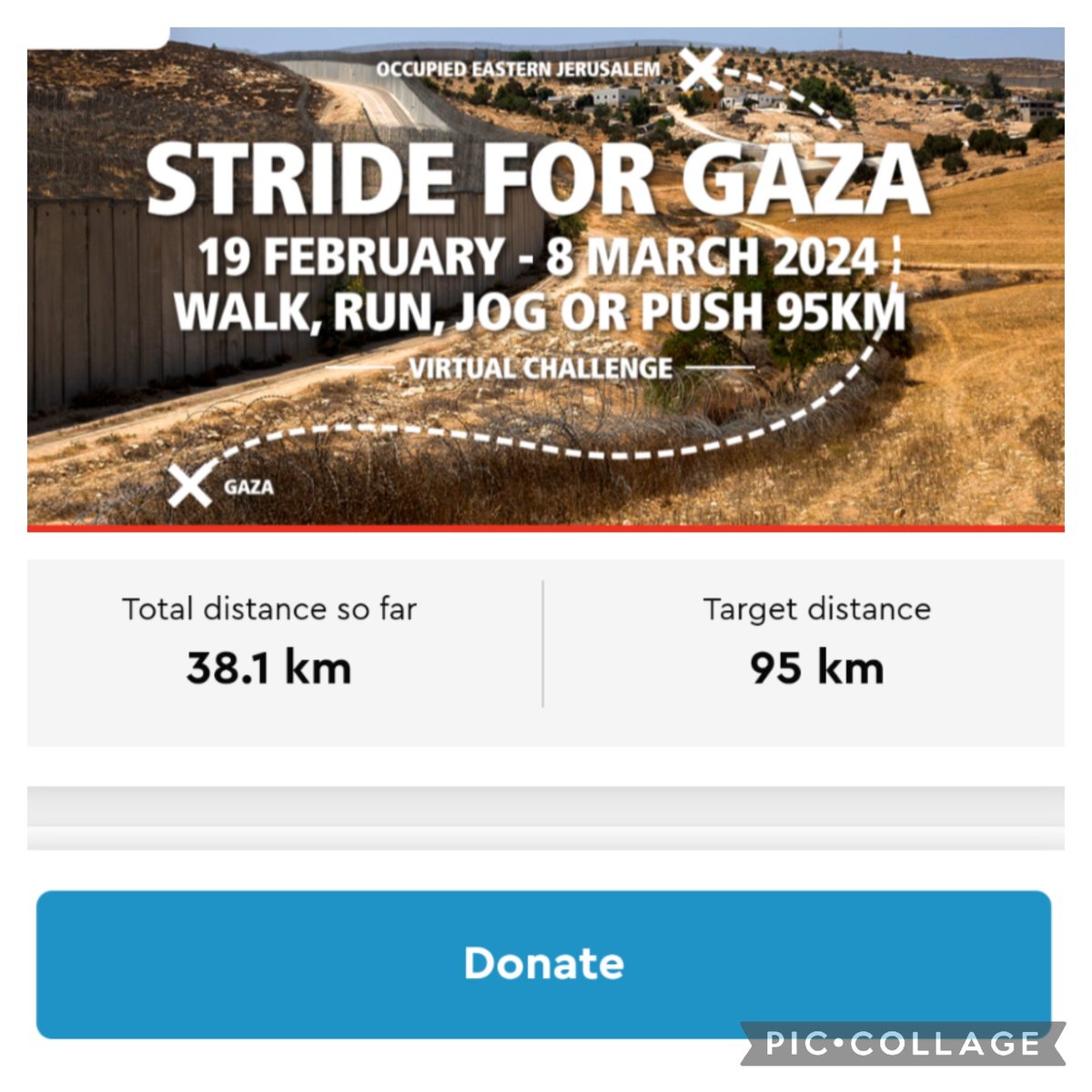 Nia-Meleri (@niameleri) on Twitter photo 38.1k DONE! 56.9 TO GO!
I am striding for Gaza in aid of Medical Aid for Palestinians (MAP).
In 19 days I shall be completing the distance between Gaza and Occupied East Jerusalem (95km),
Please donate <a href="/MedicalAidPal/">Medical Aid for Palestinians</a>
#Palestina #GazaMassacare #Gaza medicalaidforpalestinians.enthuse.com/pf/nia-meleri-… 38.1k DONE! 56.9 TO GO!
I am striding for Gaza in aid of Medical Aid for Palestinians (MAP).
In 19 days I shall be completing the distance between Gaza and Occupied East Jerusalem (95km),
Please donate <a href="/MedicalAidPal/">Medical Aid for Palestinians</a>
#Palestina #GazaMassacare #Gaza medicalaidforpalestinians.enthuse.com/pf/nia-meleri-…