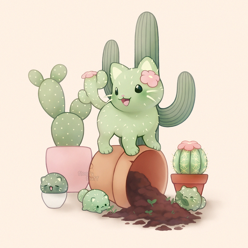floofyfluff's tweet photo. 🐱+🌵 https://t.co/IWYASy6wDH