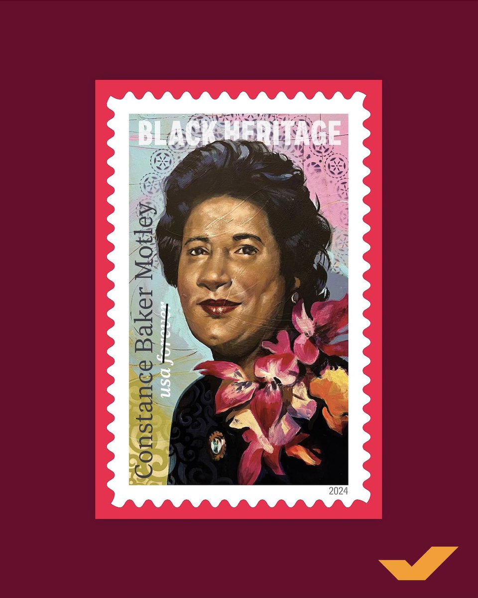 Judge Constance Baker Motley is the 47th honoree of the <a href="/USPS/">U.S. Postal Service</a> Black Heritage stamp series!

Motley was the first Black woman to argue a case before the Supreme Court, AND the first to serve as a federal judge. Her work was key to stopping legal segregation.

She is #BlackHistory!