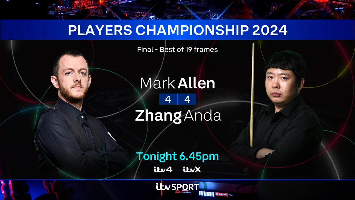 Rejoin us at 18:45 on ITV4📺 for the conclusion of the Players Championship 2024🏆

#PlayersChampionship #ITVSnooker