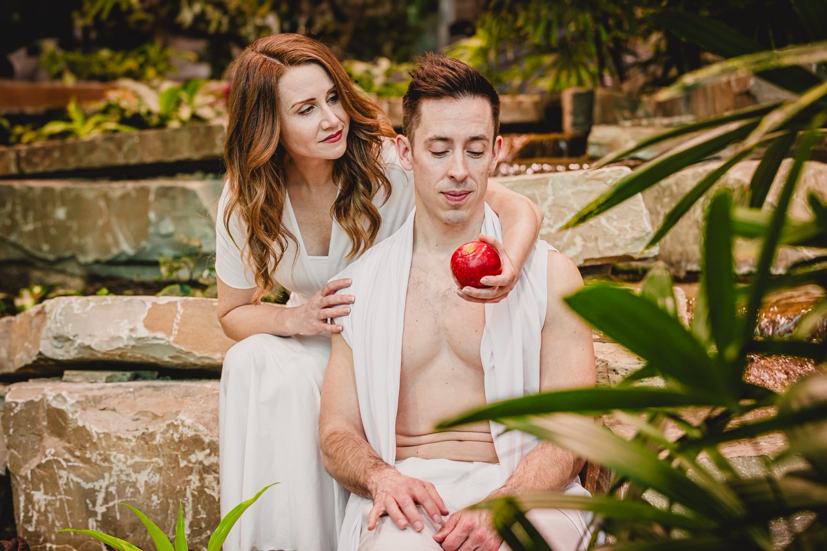 Love at first bite.🍎Our next musical, Children of Eden, plays March 29 – April 21, 2024. Get your tickets now at: bit.ly/3u68CgR #stagecraftersmi #childrenofeden #musicals