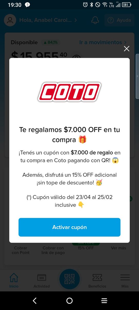 acnp87's tweet photo. @BAconsumidor  @mercadopago  ayer me llegó u. Cupón con 7000 de descuento comprando en coto y pagando con QR, lo active, fui a comprar y no me devolvieron nada. Me gustaría hacer un reclamo en defensa al consumidor. https://t.co/RCwbzwU8tK