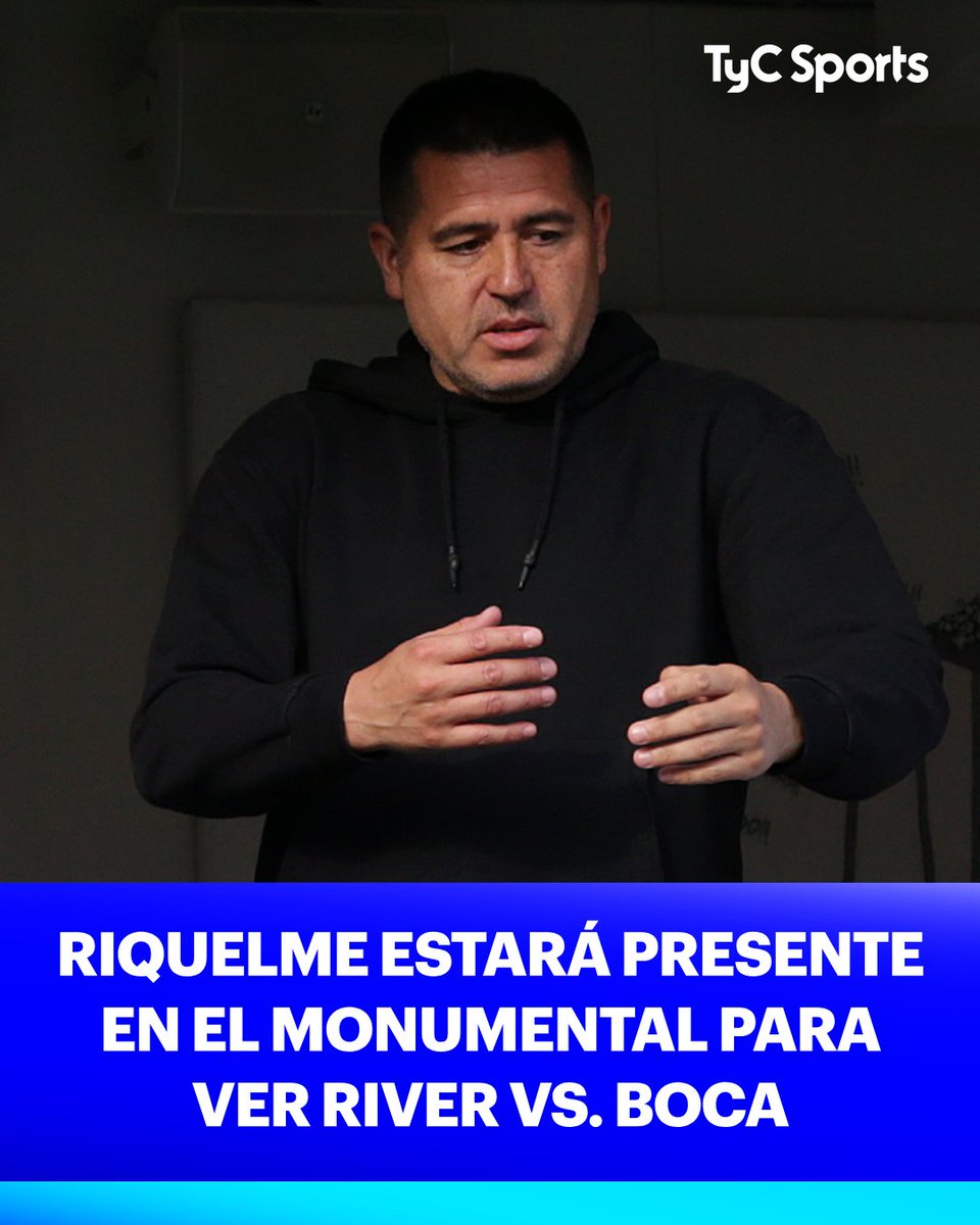 TyCSports's tweet photo. 🔵🟡 ¡LO VIVIRÁ DESDE EL PALCO! 🏟️ 

Juan Román Riquelme -por primera vez como presidente de Boca- se ubicará en un palco del Estadio Monumental. El dirigente llegó alrededor del mediodía a la concentración del plantel y los acompañará rumbo a la cancha de River, por el partido correspondiente a la fecha 7 de la Copa de la Liga Profesional 2024.