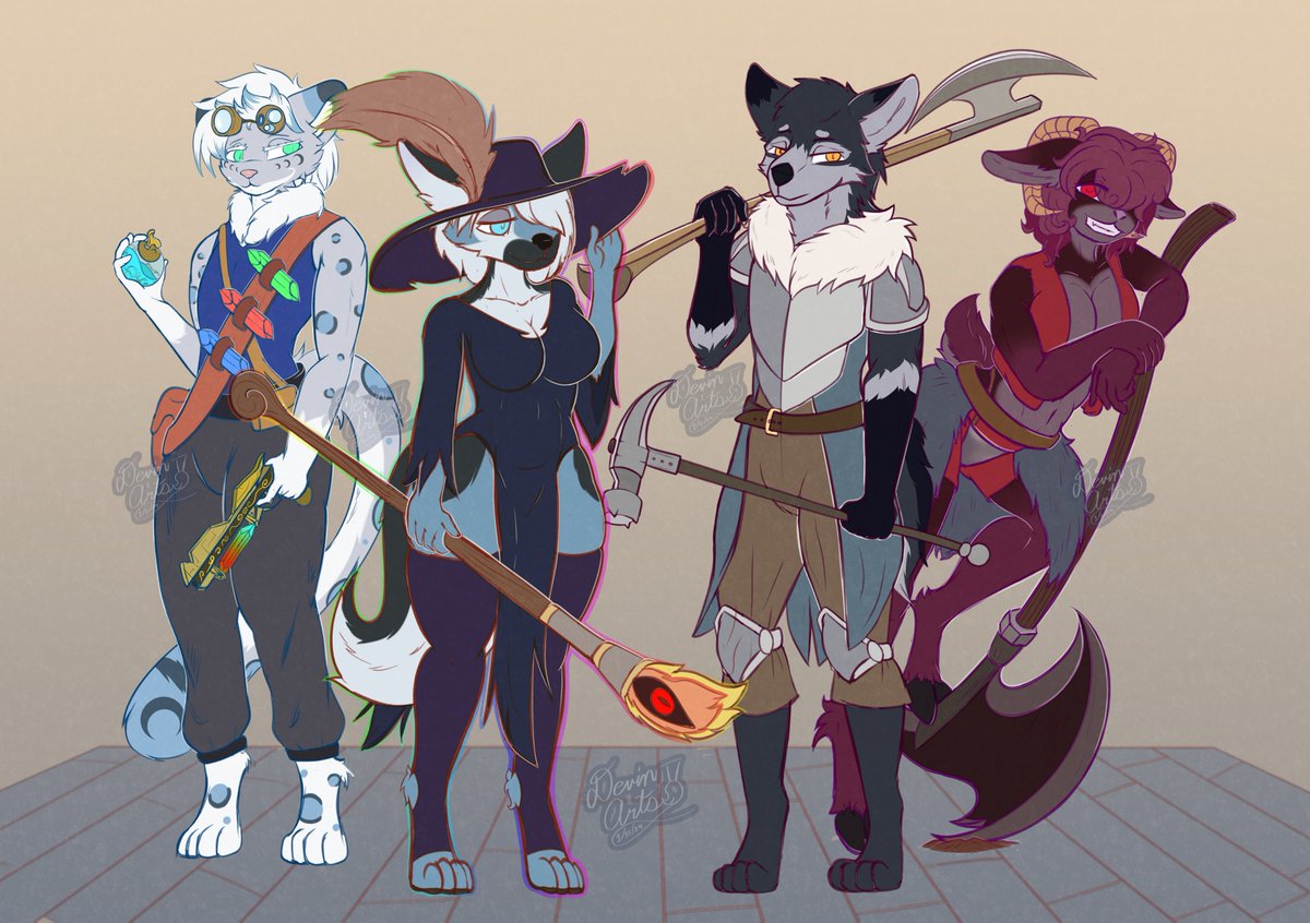 New Fantasy concept for my characters. I don't know 100% if this will be the new 'main Au' for them but im really vibing with it so far.
Designs aren't 100% final but it's the jist of what I got in mind.