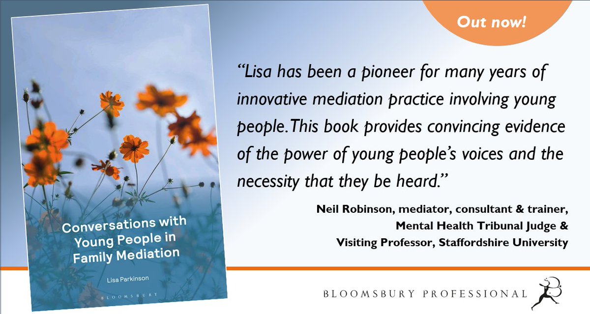 Out now! Lisa Parkinson’s new book on child-inclusive mediation is packed with insights & practical tools for anyone working in #familymediation & #familylaw. Anonymised examples, coverage of diversity & more make this a valuable reference. Find out more: bit.ly/3UShguj