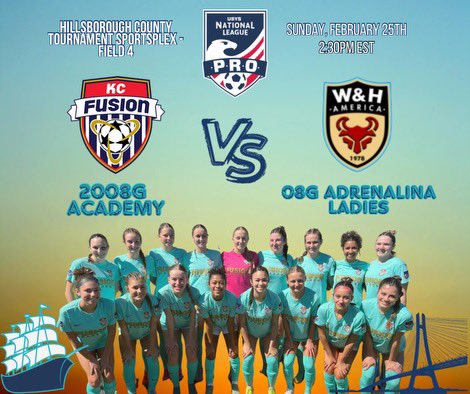 Looking to rebound today in game 2 @NationalLeague P.R.O. in Tampa vs. another strong side from FL. Let’s go girls!! @kcfusionsc @Hoffer09 #together