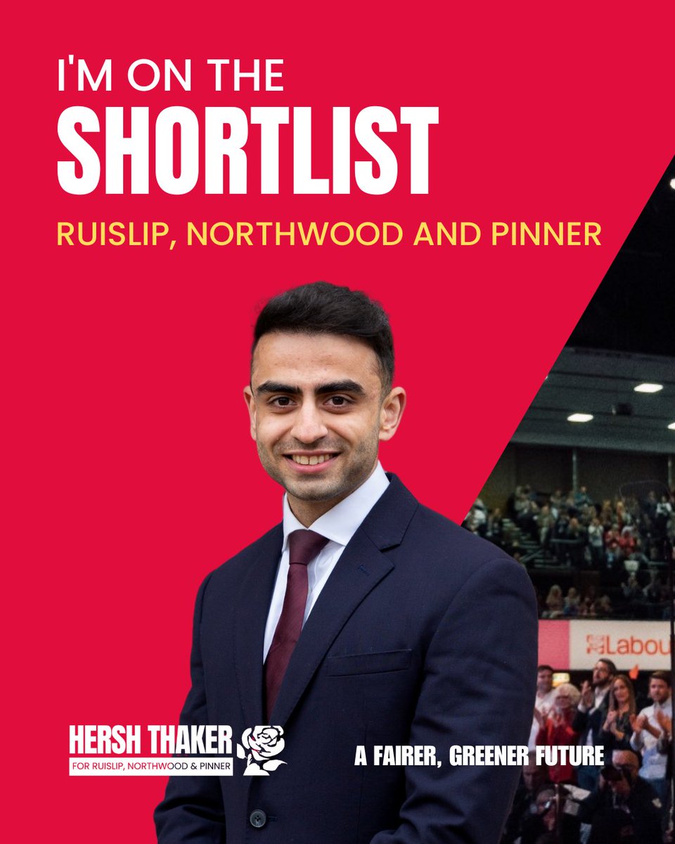 Honoured to have been shortlisted to be the next Labour candidate in my constituency of Northwood, Ruislip and Pinner. Looking forward to meeting members over the coming weeks. The campaign in RNP starts now.