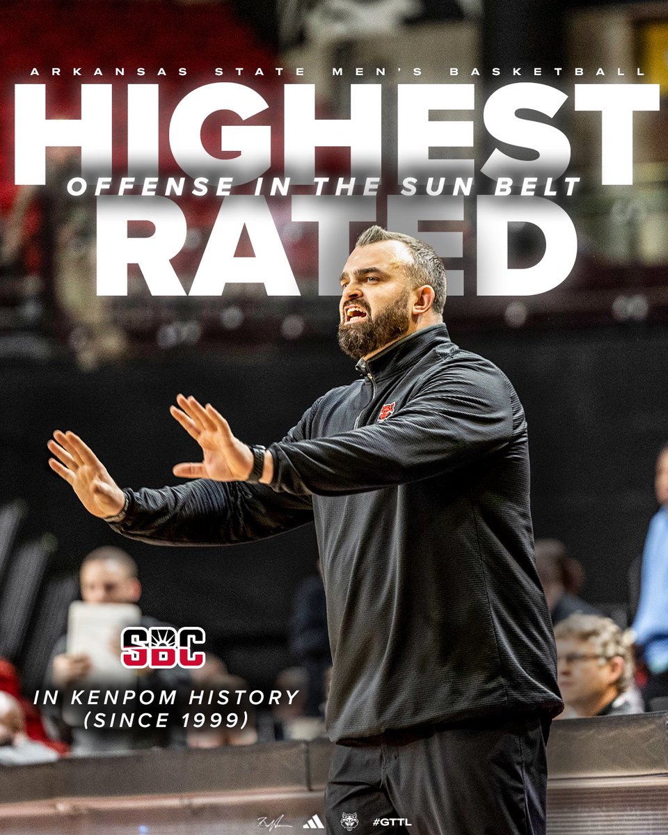 In 𝐘𝐞𝐚𝐫 𝟏 of the <a href="/CoachBHodgson/">Bryan Hodgson</a> era, our offense is the 𝐇𝐈𝐆𝐇𝐄𝐒𝐓-𝐑𝐀𝐓𝐄𝐃 offense in the Sun Belt in KenPom’s history (dating back to 1998-99) 📈

#GTTL | #WolvesUp