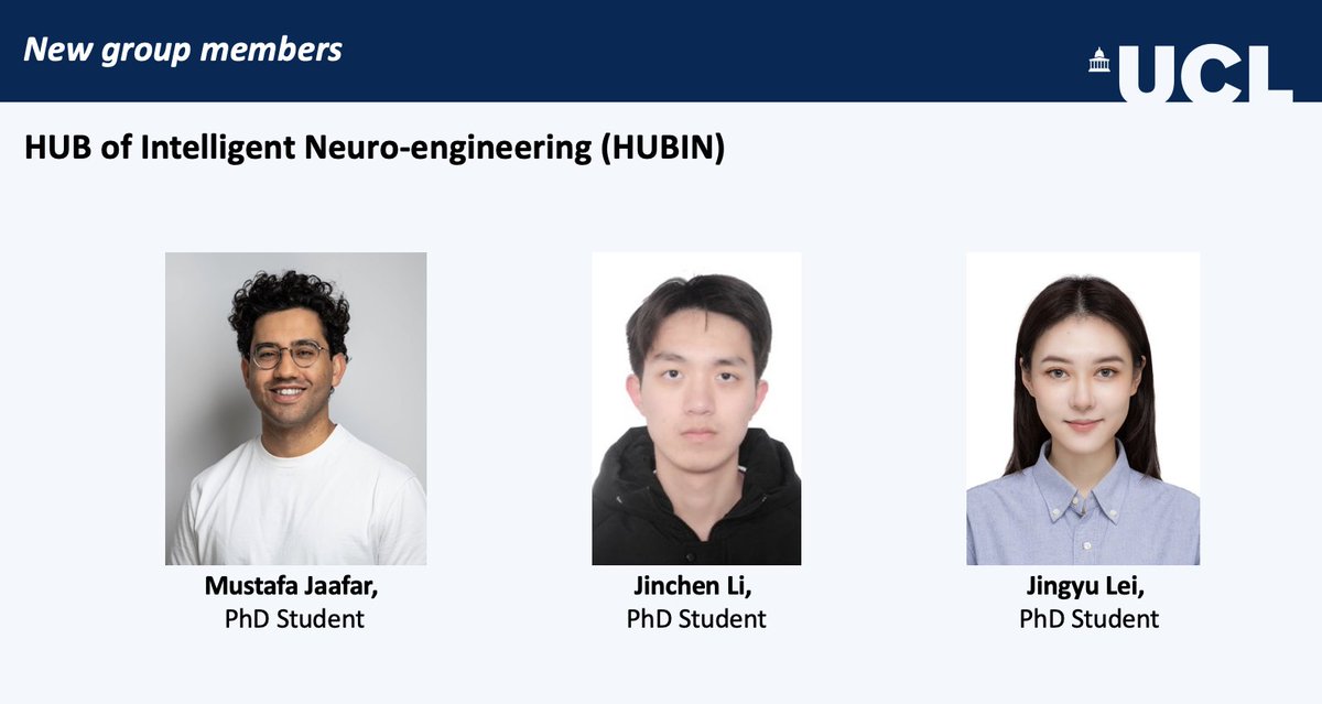 Welcome phds Mustafa, Jingyu, and Jinchen join my group 🎊 . Also group website is launched: hubinresearch.com 🎉  looking forward to collaborations 🎉 🎉 

#Imaging #Sensing #HealthMonitoring #Electronics #Wearable #AI #BCI #HRI #neurotech #medicaltech #SurgicalIamging