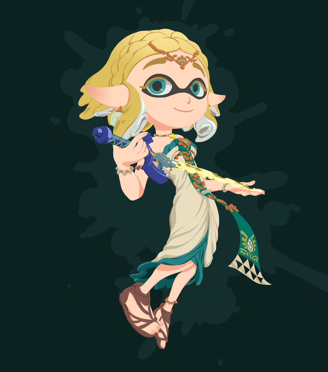 I know this Zelda’s been mixed with Splatoon before, but couldn’t remember if I’d seen a Zonai one.. #Zelda #ティアキン #スプラ #スプラトゥーン #Splatoon3