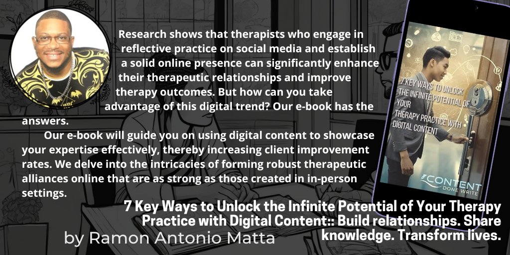 Enjoying Reading: 7 Key Ways to Unlock the Infinite Potential of Your Therapy Practice with Digital Content Build relationships. Share knowledge. Transform lives. by R. Antonio Matta @RamAntMatta @wh2r_ol @fiction_ol @writers_ol Direct: contentdonewrite.link/7keys