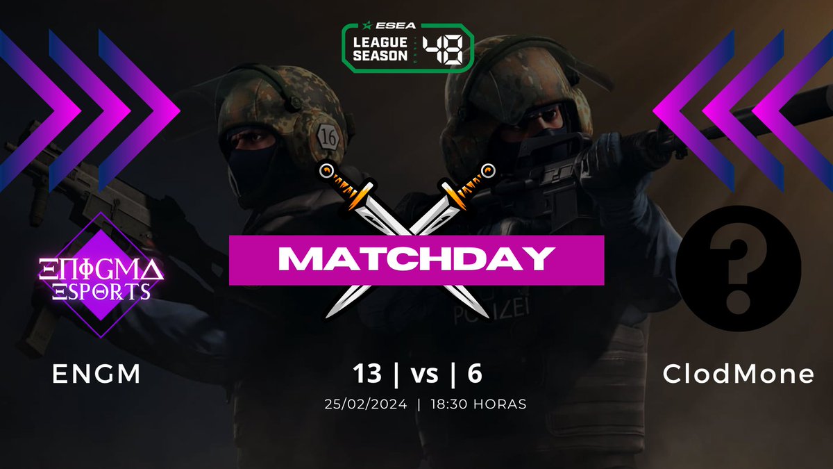 EnigmaEsportsTM's tweet photo. Jogo incrível por parte da nossa equipa na LEAGUE SEASON 48  que nos levou a uma vitória, com um resultado de 13 a 6 contra os ClodMone. Agradecemos imenso a todos que estiveram presentes na nossa transmissão e principalmente aos jogadores e casters! 
#EnigmaCrew #CS2 https://t.co/0n0EddOyyi