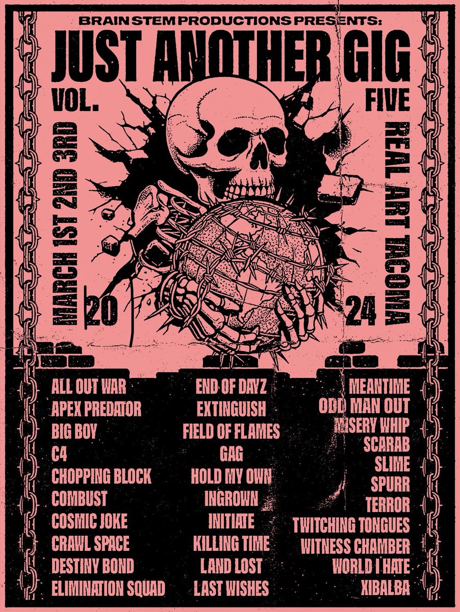 PNWhardcore's tweet photo. Happy JAG week. Since y’all keep asking here’s door first set times, rest of set times will be posted day of. https://t.co/7WmP6mtWo4