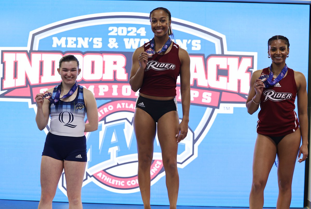 Congratulations to the Women's 60m Hurdle winners!
🥇: Mariah Stephens, <a href="/RiderXCTF/">Rider Track & Field/Cross Country</a>, 8.64
🥈:Raisa Thunig, <a href="/RiderXCTF/">Rider Track & Field/Cross Country</a>, 8.79
🥉: Sydney Lavelle, <a href="/QU_TFXC/">Quinnipiac Track/XC</a>, 8.92

#MAACSports x #MAACTF