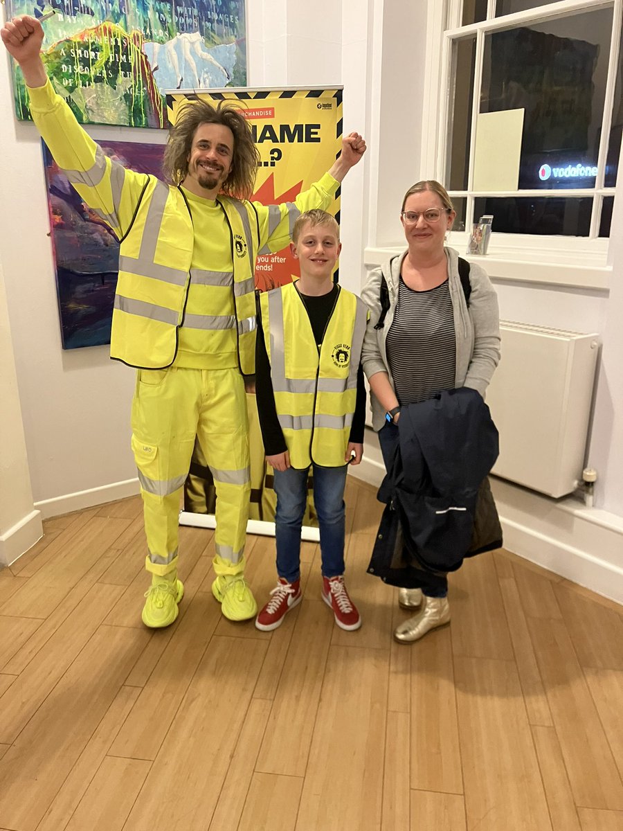 Took my boy to see @ViggoVenn tonight at @LboroTownHall and we cried laughing. He also stayed around for a long time after the show to sign everyone’s high vis vests and have photos.