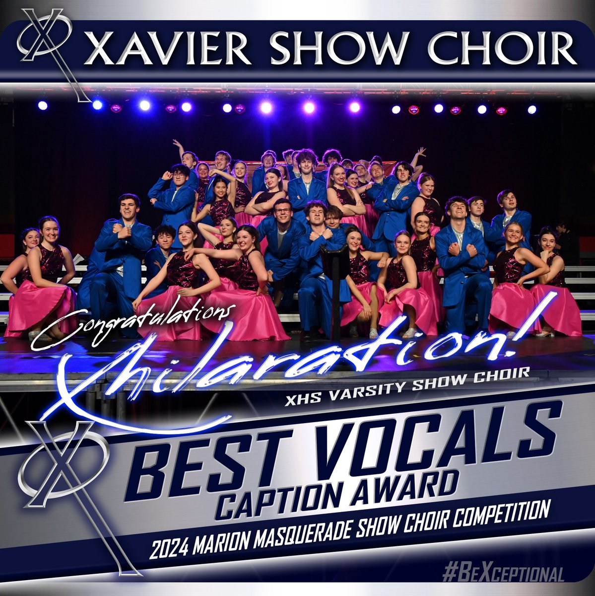 Congratulations to <a href="/Xavier_Xhil/">Xavier Xhilaration</a> senior, Evie Kunz, on being named Best Female Soloist and to the entire Xhilaration group on earning the Best Vocals caption award at yesterday's Marion Masquerade! #BeXceptional #WeAreXavier