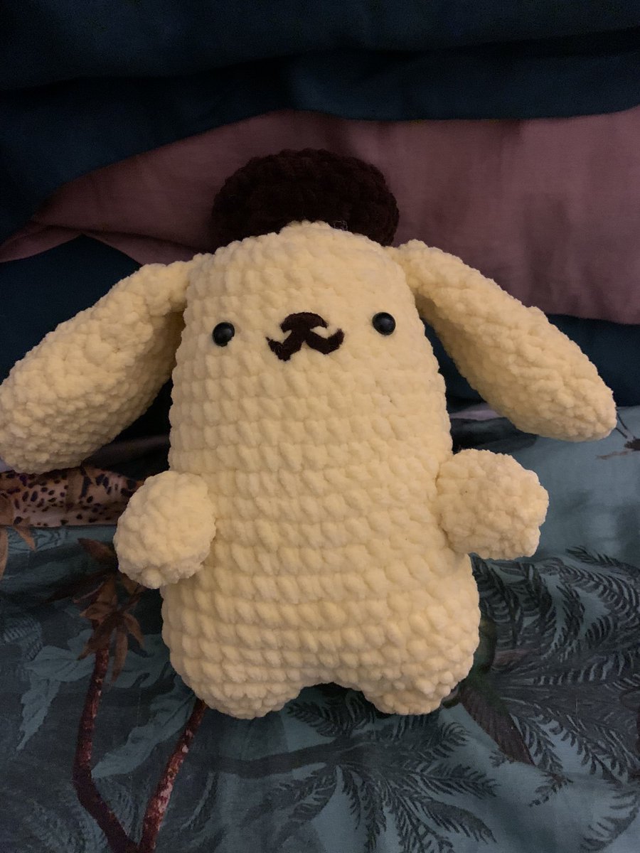 I crocheted a beautiful boy 😍 Meet homemade PomPomPurin my first Amigurumi. Do you like him?