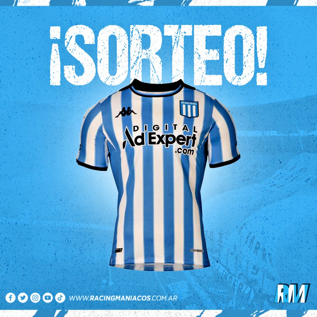 ¡¡TREMENDO #SORTEO!! 💣🔥 ¿QUERES GANAR LA NUEVA CAMISETA DE #RACING FIRMADA POR EL PLANTEL? 😍 👉 Seguí a @Racingmaniacos. 👉 Dale RT y etiquetá a tus amigos. ✅ ¡LISTO! El domingo 3/3 a las 20 anunciamos el ganador que saldrá sorteado entre los que participaron en #TW/#IG.